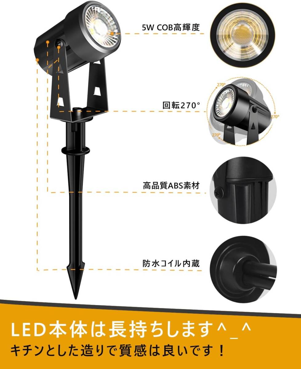 Herimo 12W 電球色 LEDガーデンライト 12V 低電圧景色ライト3000K 暖かい光 ガーデンスポットライトIP65防_画像4