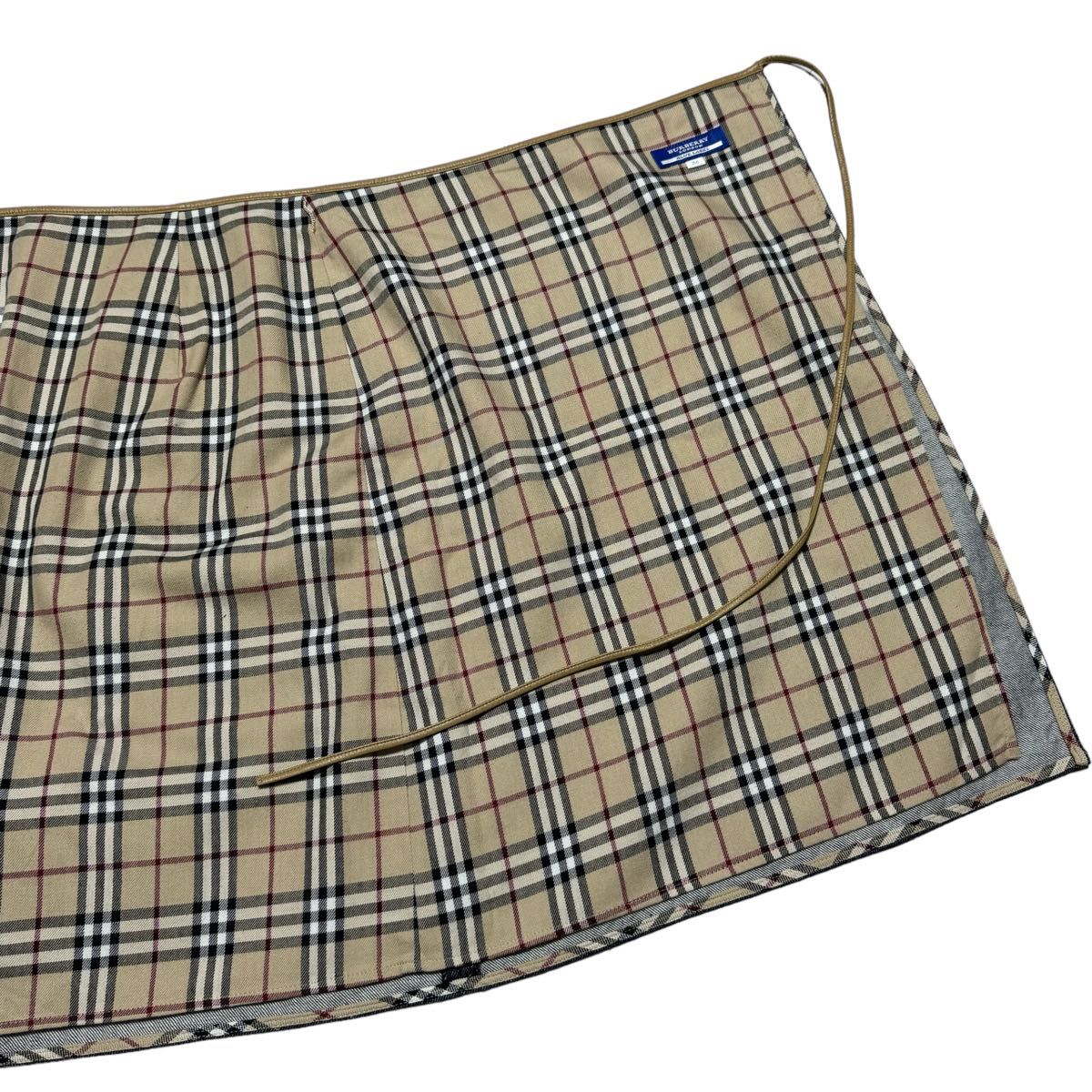 Burberry バーバリー ベルトウエスト ラップミニスカート 美品】BURBERRY BLUE LABEL バーバリーブルーレーベル デニム