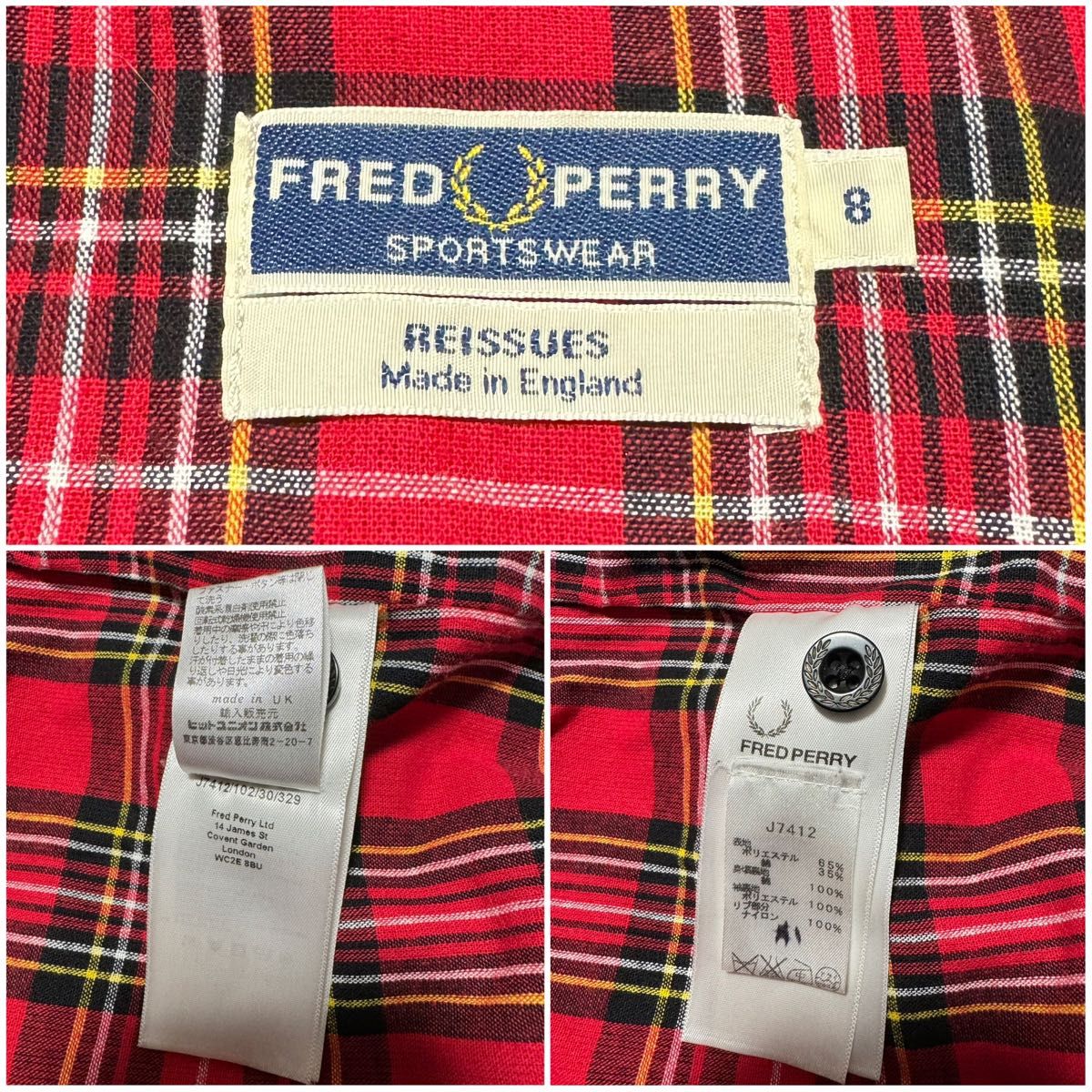 【英国製】FRED PERRY フレッドペリー REISSUES リイシュー ハリントンジャケット レディース サイズ8 S相当