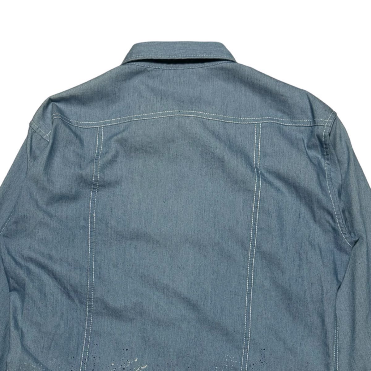 【定価1.6万】未着用品 LOVELESS ラブレス スプラッシュペイントシャツ サイズ2 M相当 ライトブルー スナップボタン