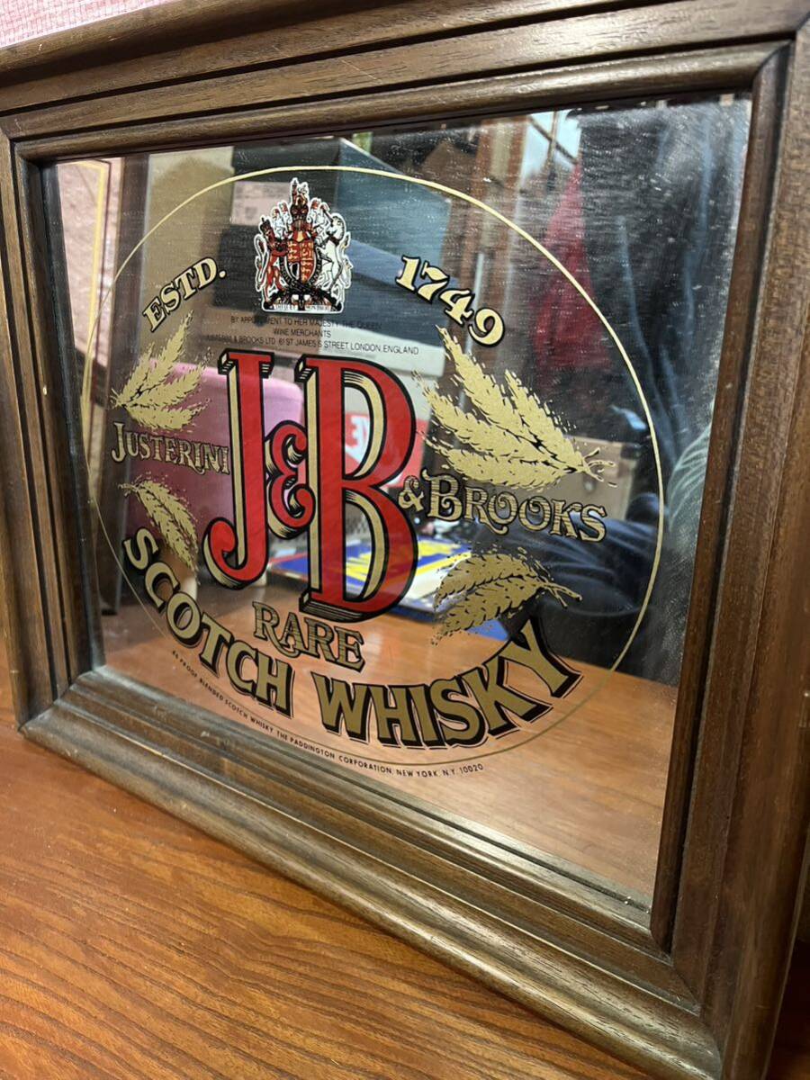 1970〜80's年代　J&B SCOTCH WHISKY パブミラー　スコッチウイスキー　アンティーク　VINTAGE ビンテージ　インテリア　希少　1円〜_画像2