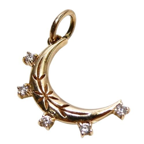 J◇K10 ノジェス 三日月デザイン♪ペンダントトップ イエローゴールド 10金 ストーン付 Yellow gold pendent charm NOJESS【ネコポスOK】_画像1