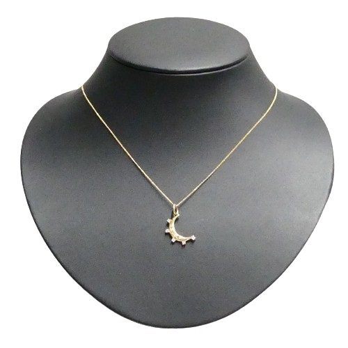 J◇K10 ノジェス 三日月デザイン♪ペンダントトップ イエローゴールド 10金 ストーン付 Yellow gold pendent charm NOJESS【ネコポスOK】_チェーンは撮影用備品で商品に含まれません