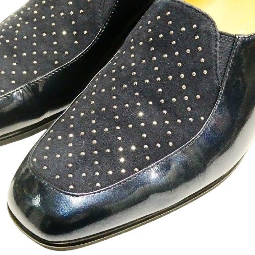  Ginza yo shino ya beautiful goods Loafer pumps slip-on shoes navy 23.5cm made in Japan 64586.3.6 ten thousand present goods enamel suede yoshinoya GINZA *Y4