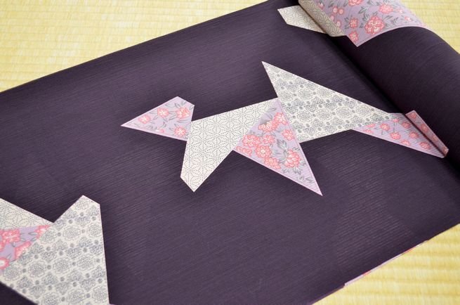 【送料無料】ヒロミチ ナカノ　浴衣 反物　エアロカプセル素材　高級ゆかた　綺麗な花柄　紫　kimono-yukata-047_画像4