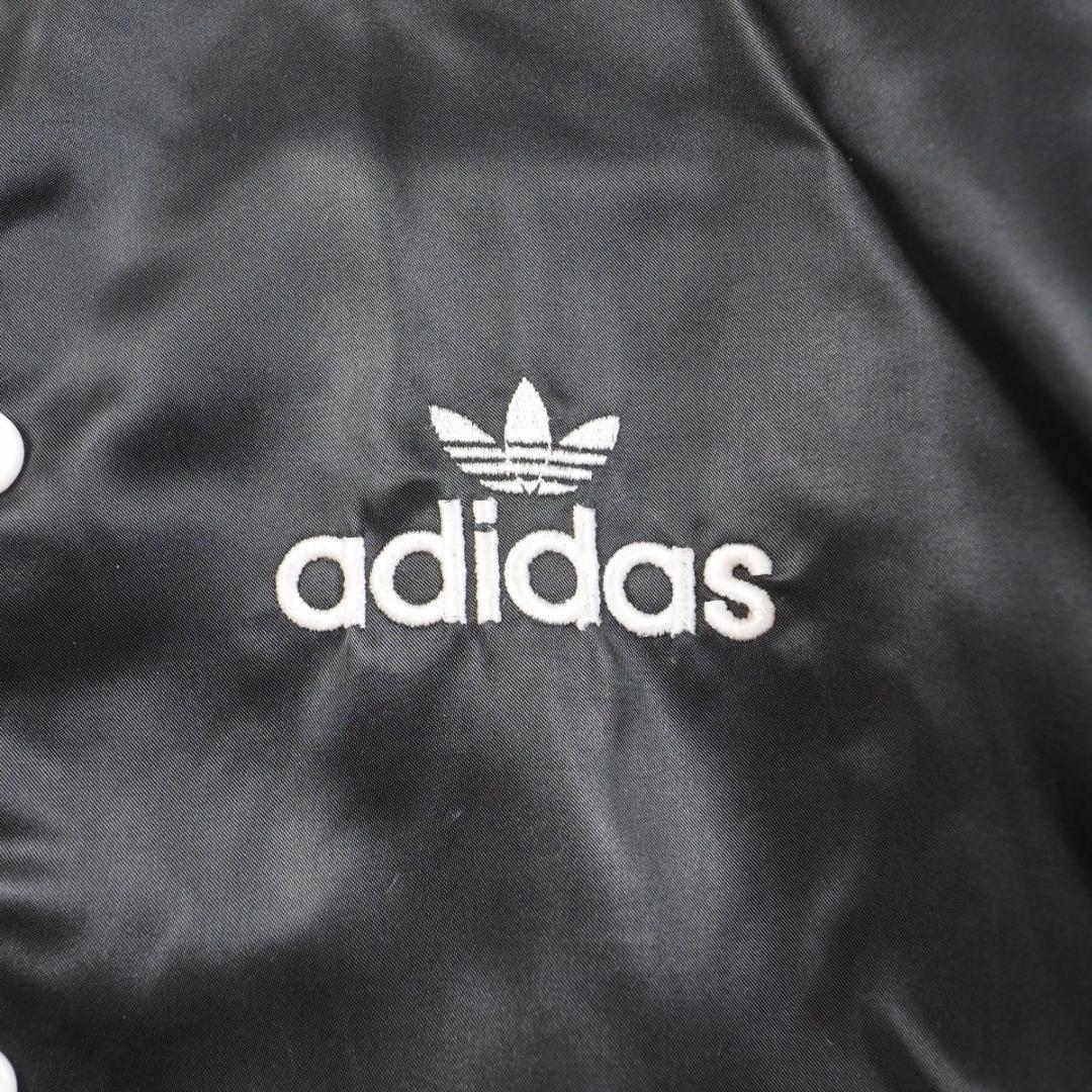 アディダス adidas ナイロンジャケット トレフォイル 黒 ブラック ビンテージ 刺繍ロゴ メンズL相当　_画像7