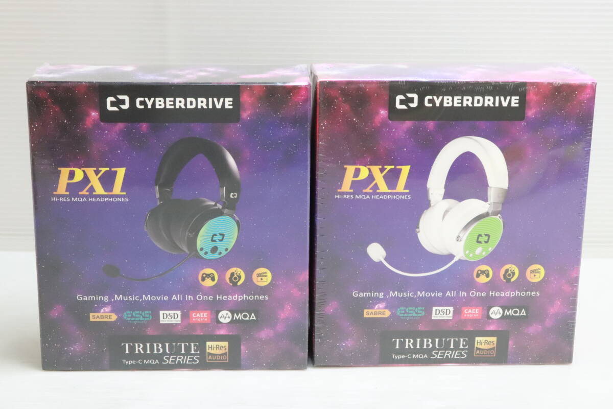 1円～★未開封・未使用品★CYBERDRIVE Hi-res MQA ヘッドホン TRIBUTE PX1 ブラック ホワイト まとめて2点セット まとめ売り ハイレゾ S179の画像2