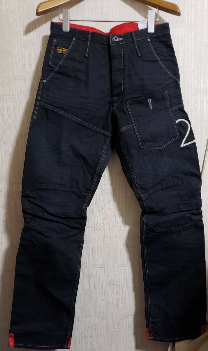 超希少G-STAR RAW 20周年 ブラック デニムパンツ エルウッド ブラックw27 w76cm ジースターロー 20 YEARS 黒 ELWOOD 立体裁断 パンツ