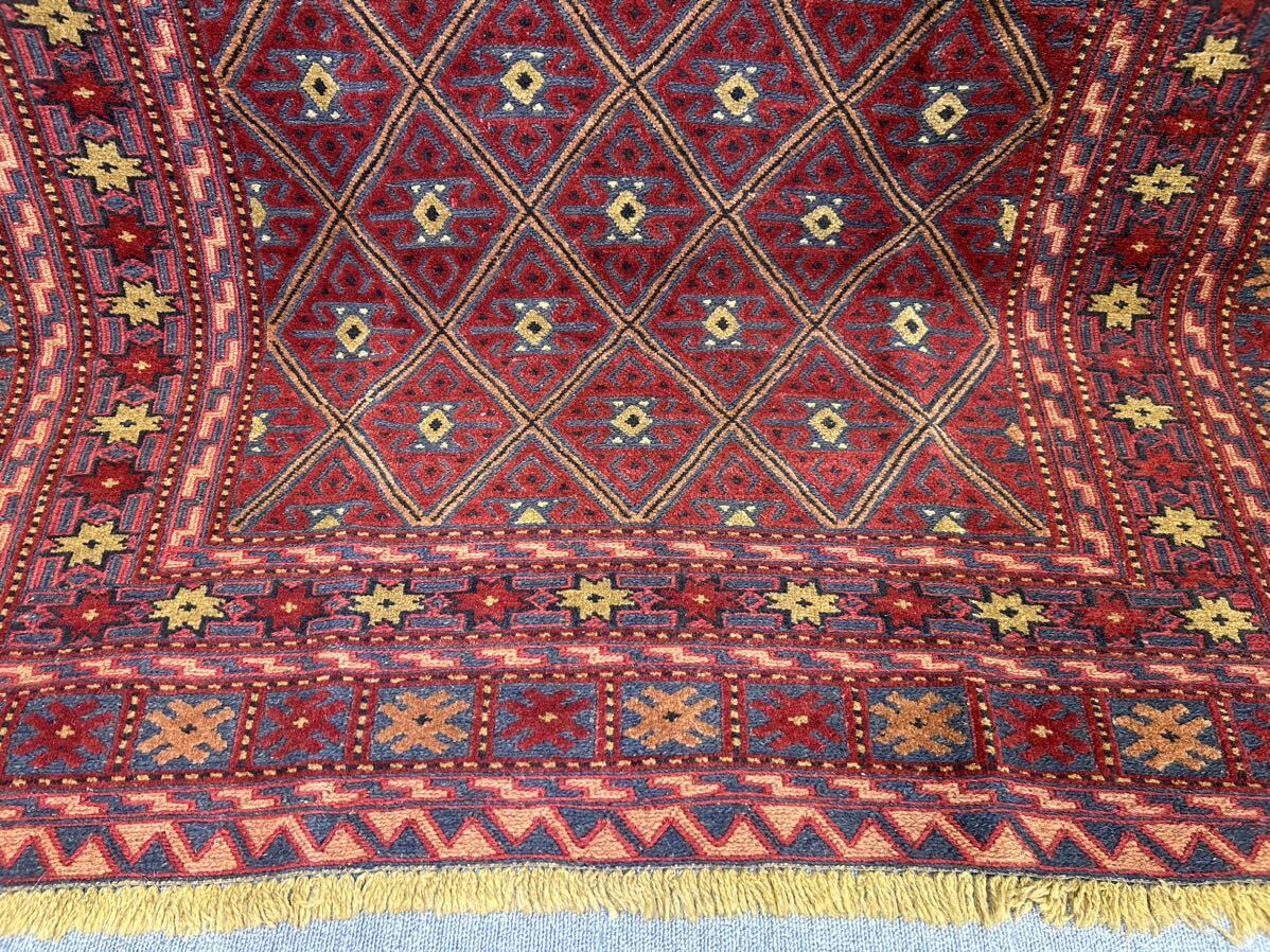 【Ｏ22-9-3】スマック織り 絨毯 アフガニスタン ラグマット 1990年代 トライバルラグ アンティーク家具の画像5