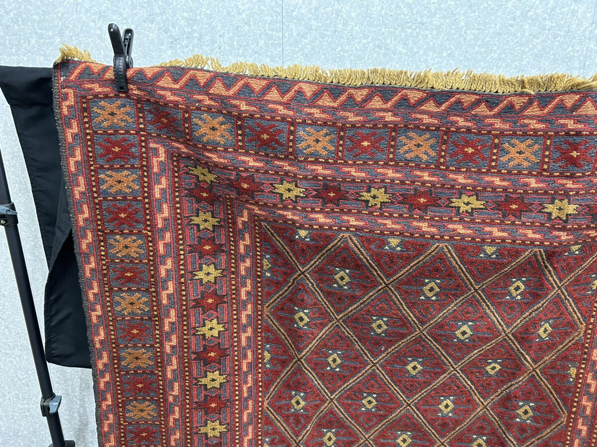 【Ｏ22-9-3】スマック織り 絨毯 アフガニスタン ラグマット 1990年代 トライバルラグ アンティーク家具_画像2