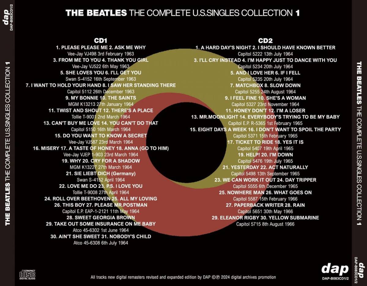 THE BEATLES / THE COMPLETE U.S.SINGLES COLLECTION 1,2,3 (輸入盤 CD2枚組3タイトル・セット)☆2024年増補改訂版_画像2
