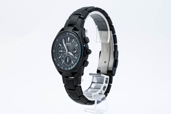 SEIKO セイコー 7T11-0AB0 WIRED ワイアード クォーツ デイト ブラック文字盤 3カウンター クロノグラフ チタンモデル メンズ腕時計 #35403_画像2