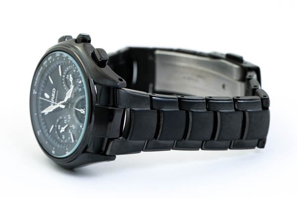 SEIKO セイコー 7T11-0AB0 WIRED ワイアード クォーツ デイト ブラック文字盤 3カウンター クロノグラフ チタンモデル メンズ腕時計 #35403_画像4