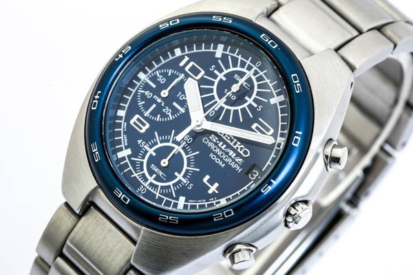 SEIKO セイコー V657-0B80 S-WAVE CHRONOGRAPH 100m クォーツ デイト ブルー文字盤 メンズ腕時計 #32075_画像3