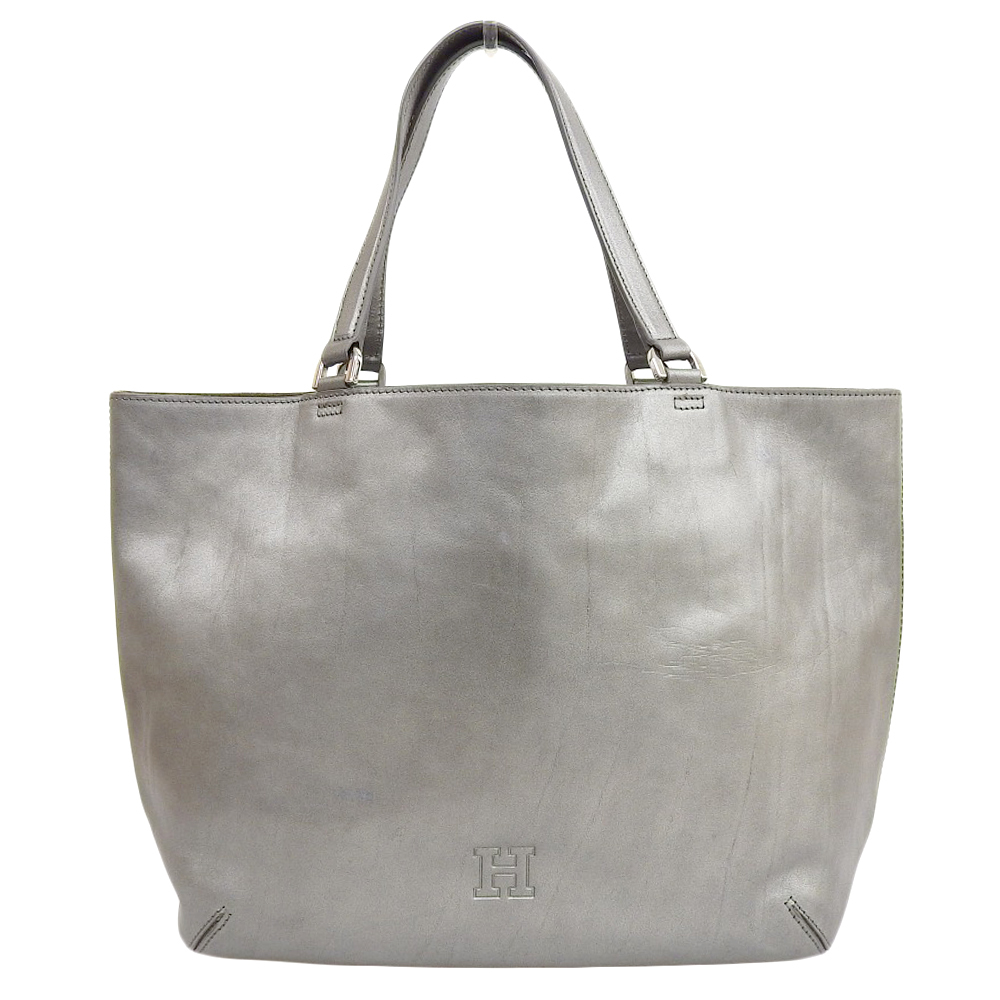  beautiful goods tag attaching Hirofu 2019 year Punto baketaama-no leather shoulder tote bag handbag L silver A4 lady's . regular price 82500 jpy 