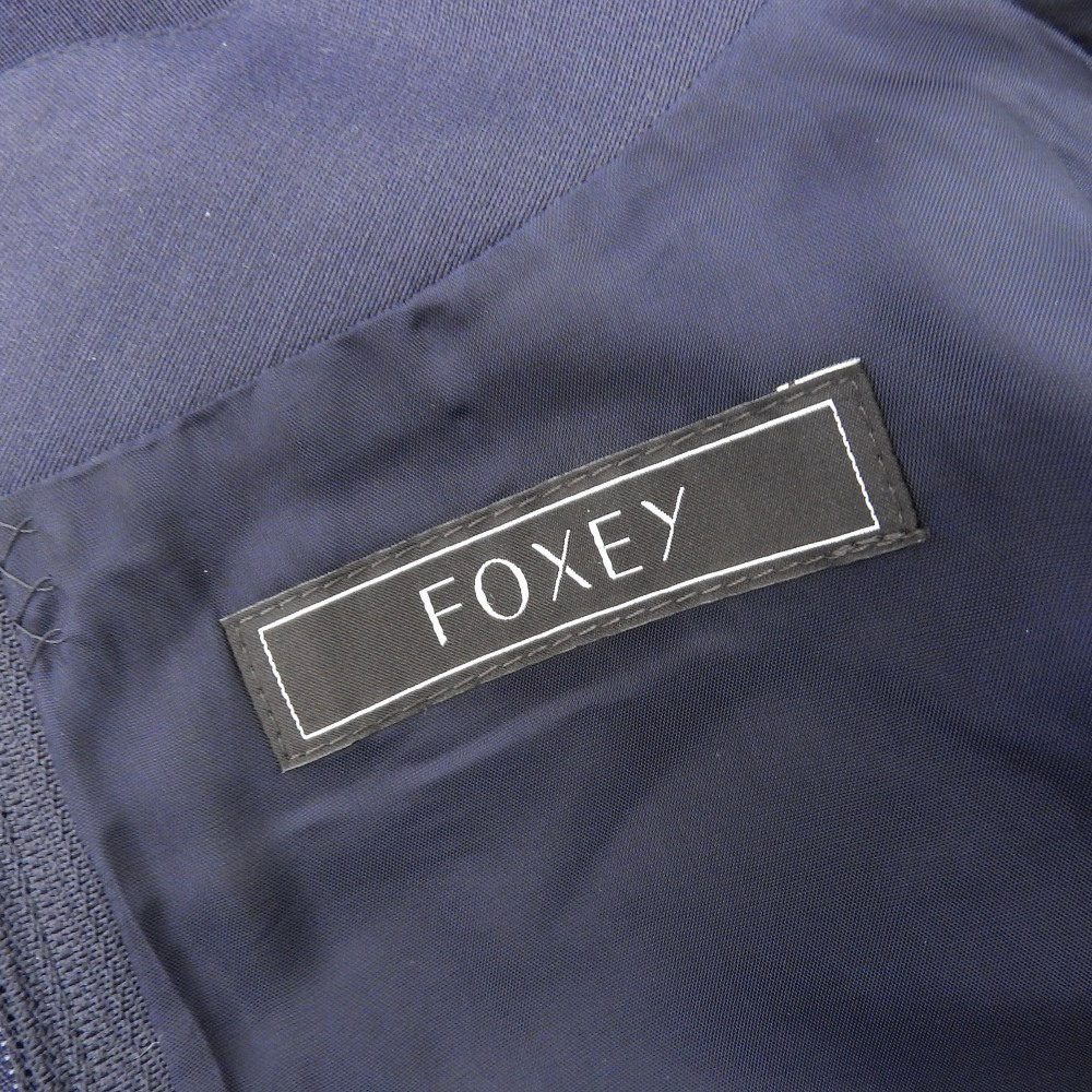 超美品 フォクシー FOXEY 2019年商品 40733 ウール×シルク レーストリミング ワンピース 38 定価156200円_[フォクシー]ワンピース