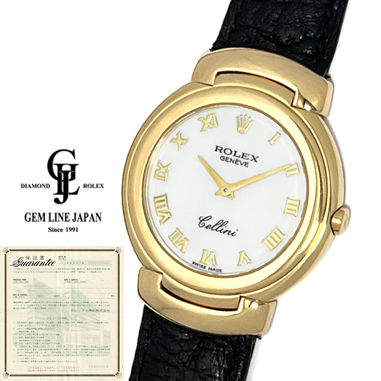 Rolex Cherini 6622/8 E White/Roman Beauty Gala K18yg/Кожаные мужские кварцевые часы