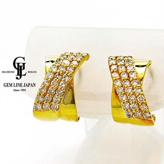 【年中無休】 トータル 天然ダイヤモンド 1.00ct イヤリング/ピアス K18 ダイヤモンド