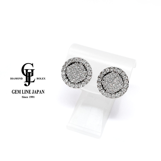 最新人気 Pt900 ダイヤモンド 4.38ct ラウンド パヴェ ピアス プラチナ台