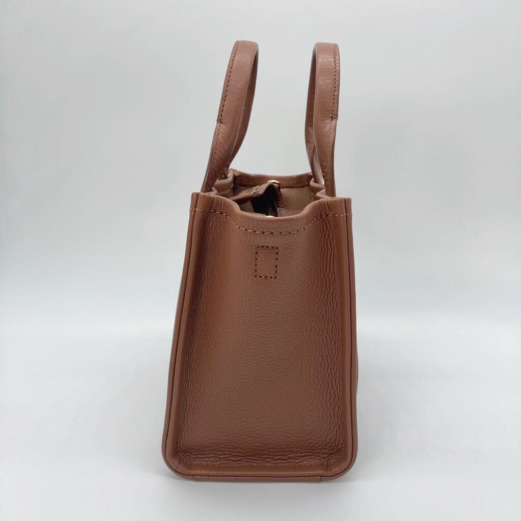 MARC JACOBS マークジェイコブス レザー ミニ トートバッグ ショルダーバッグ ブラウン THE LEATHER MINI TOTE BAG ARGAN OIL_画像8