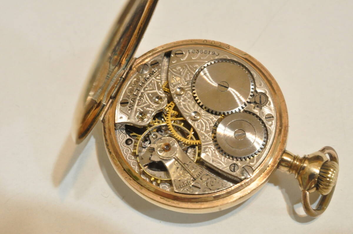 【1円スタート！】Waltham ウォルサム ファンシー 金張りケース 1912年 小型 懐中時計 アンティーク 手巻き 機械式の画像5