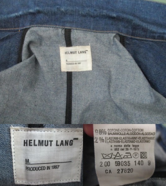 1997年製 即決 HELMUT LANG ヘルムートラング レアデザイン デニムジャケット ジージャン Gジャン トラッカージャケット 44  ストレッチ