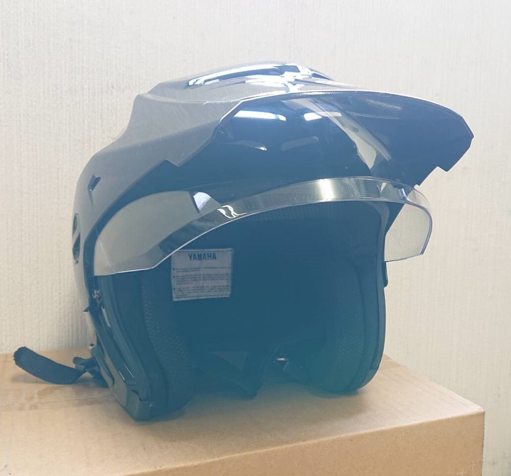 ヤマハ オフロードタイプ ジェットヘルメット Arai SHOEI バイザー シールド 黒 ブラック フリーサイズ Lサイズ相当 専用袋ありの画像3