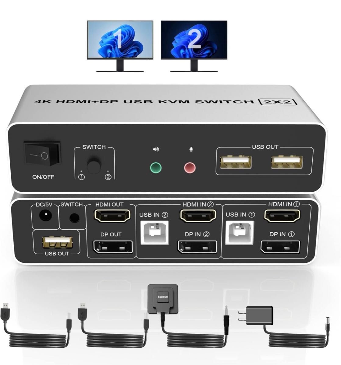 2ポートHDMI + DisplayPort デュアルモニター