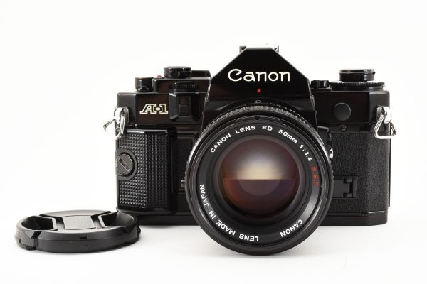 [美品]キヤノン Canon A-1 一眼レフ 35mm フィルムカメラ ブラック 黒 ＋ FD 50mm f/1.4 s.s.c 2108298