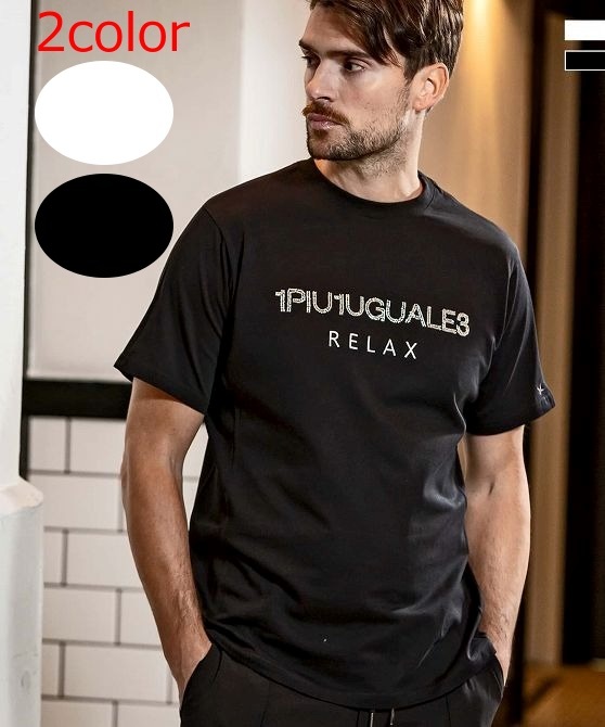 ウノピゥウノウグァーレトレ ブラック Sサイズ 1piu1uguale3 RELAX 半袖 Ｔシャツ ust-24008 20代 30代 40代 メンズ カジュアル プレゼント_画像1