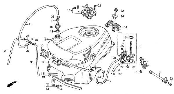 NC30 純正 インシュレーター 4set 送料250円～ VFR400R 新品 インシュ NC24 VFR400 キャブレター ジョイント ゴム パイプ .ml0x4_NC30　F-14　タンク