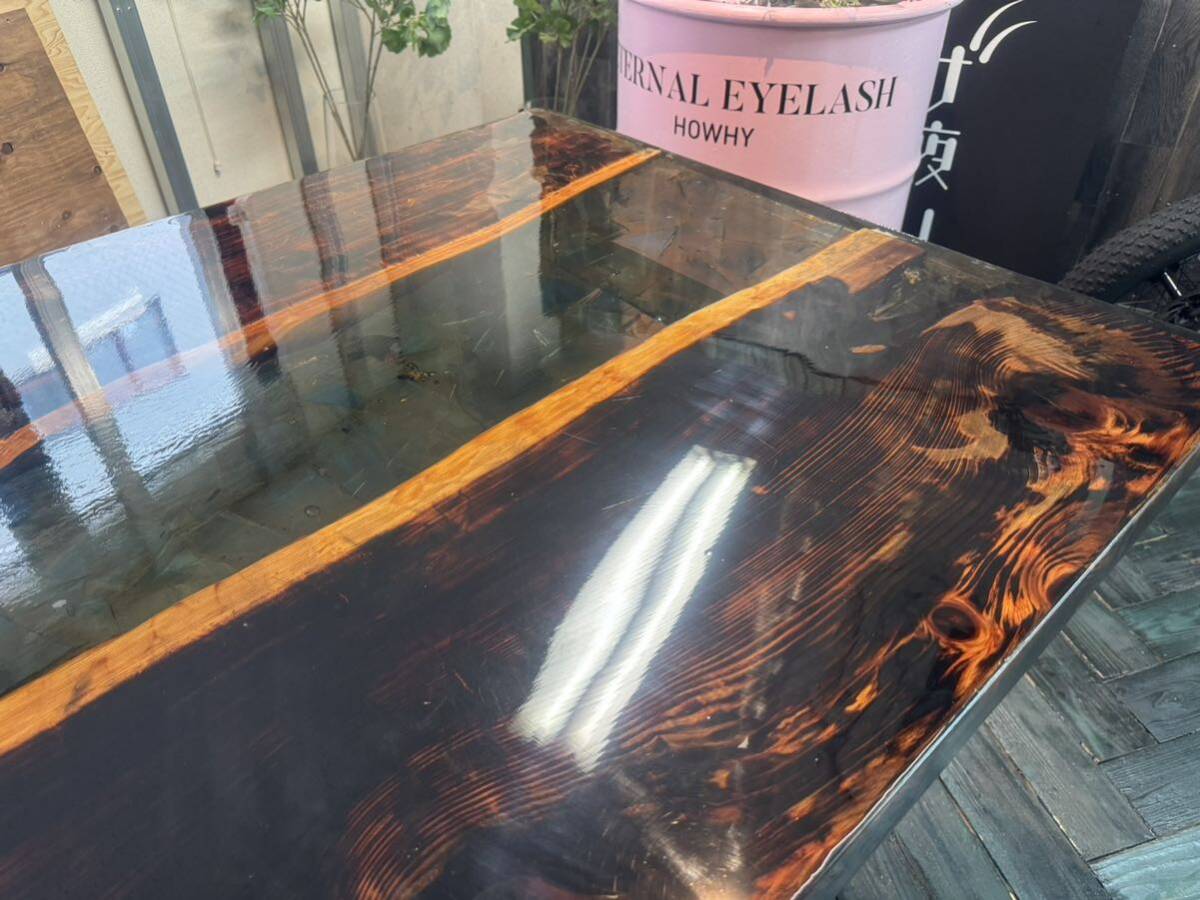 【オーダーレジンテーブル】 フルオーダー 約50万円 ウッドリバーテーブル 無垢 一枚板 天然木 樹脂 モダン インテリア 北欧 デザインの画像4