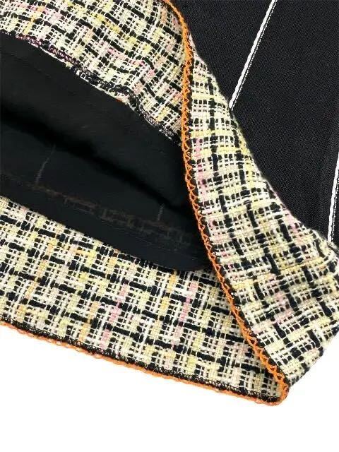 シャネル　CHANEL ツイード縁取り　スカート　03P 40サイズ　黒白　ピンク　オレンジ　レア　正規品