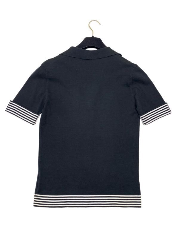 シャネル　CHANEL　レア　正規品　黒白　ボーダー切り替え　半袖ポロシャツ　カットソー　Tシャツ　ヴィンテージ　98P