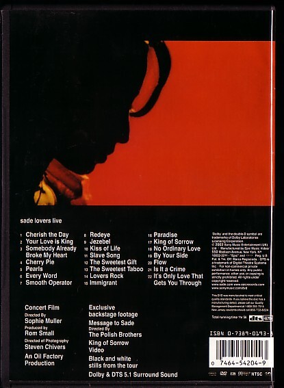 SADE LOVERS LIVE【DVD】 シャーデー_画像2