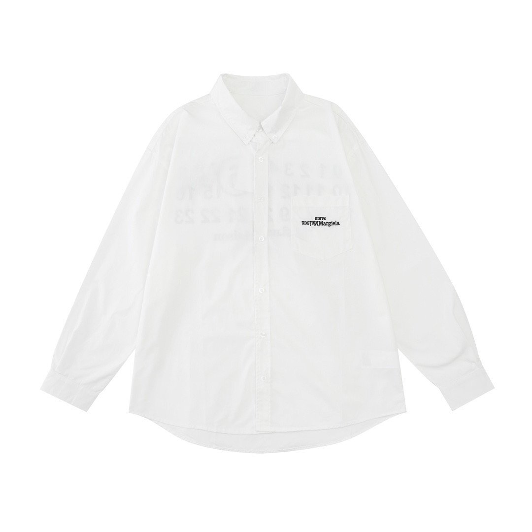 Maison Margiela メゾンマルジェラ シャツ ホワイト 長袖シャツ ブラウス メンズ レディース 男女兼用 ロゴ シャツ Mサイズの画像2