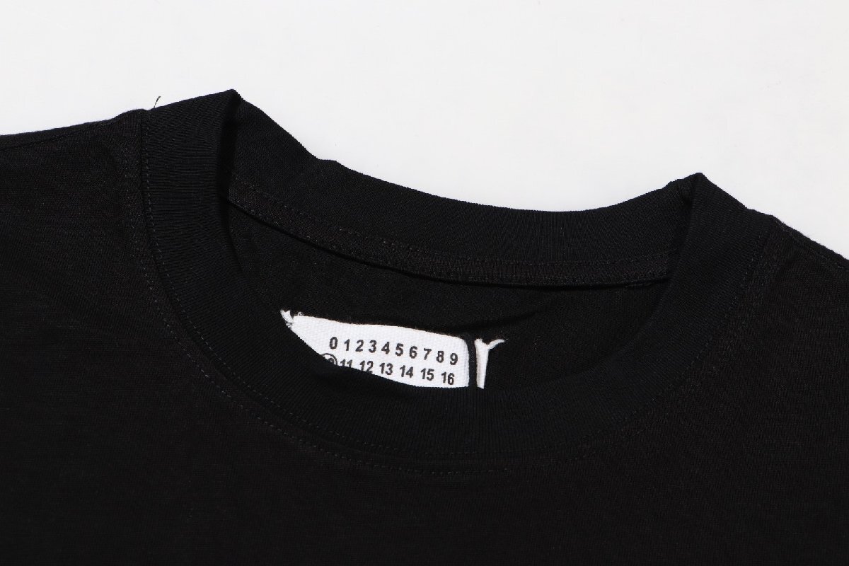 【MM6 Maison Margiela】ブラック 半袖tシャツ メゾンマルジェラ コットン ナンバーロゴ カットソー Lサイズの画像3