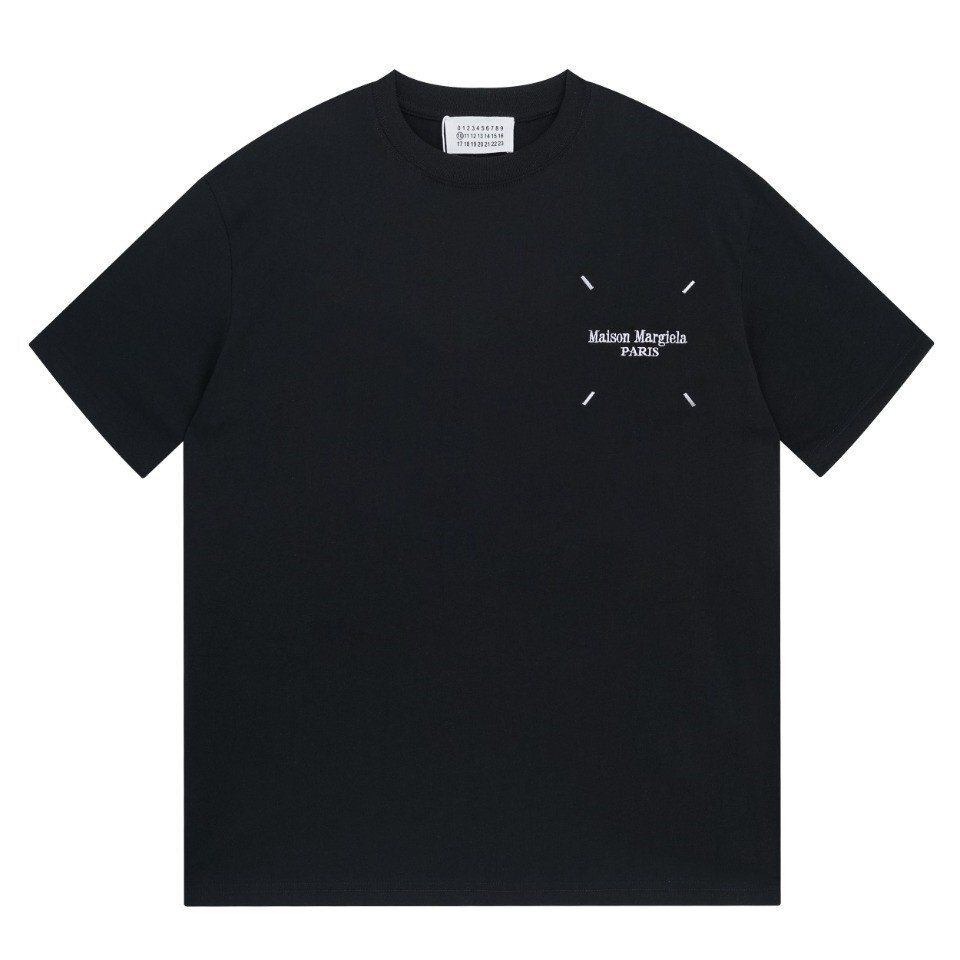 MAISON MARGIELA MM6 半袖Tシャツ ロゴTシャツ メゾン マルジェラ テープ ナンバーロゴ コットン100％ ユニセックス 黒 Lサイズ_画像2