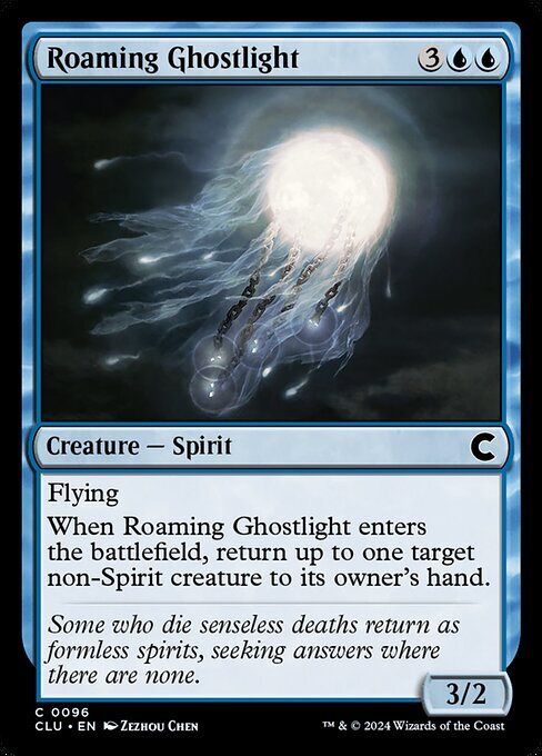 (096) MTG ■青/英語版■ 《うろつく光霊/Roaming Ghostlight》カルロフ邸殺人事件：Clue Edition CLU 青C_画像1