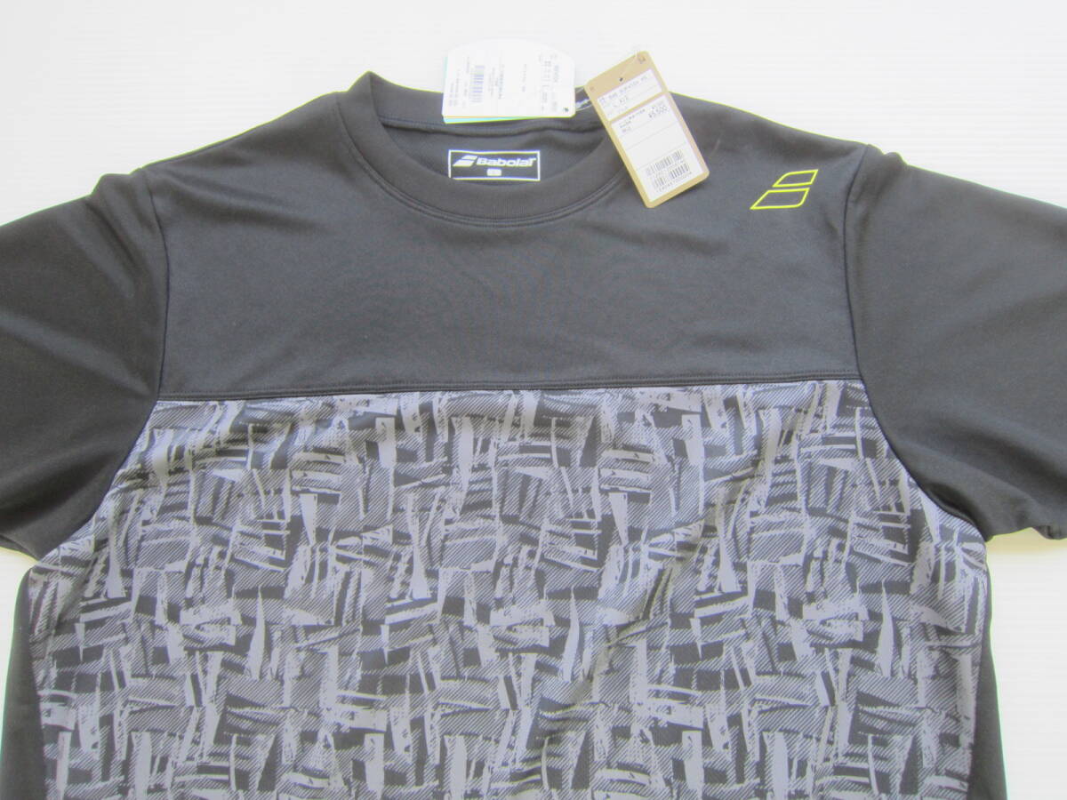  new goods *Babolat Babolat reverse side mesh short sleeves game shirt L hardball tennis bato Minton . sweat speed . cool UV cut black camouflage T-shirt / sport M