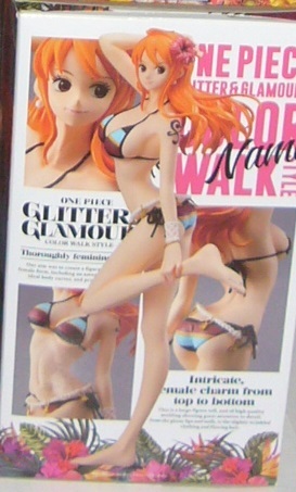 未使用 正規品 ナミ 水着フィギュア 25cm 水色 エンジ ワンピース GLITTER＆GLAMOURS COLOR WALK STYLE NAMI ONE PIECEビキニ1/6PVCの画像2