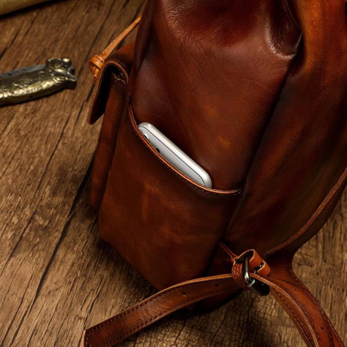  new arrival * handmade hand dyeing original leather men's bag rucksack 2way A4 correspondence 12.5 -inch iPad business rucksack cow leather commuting going to school 