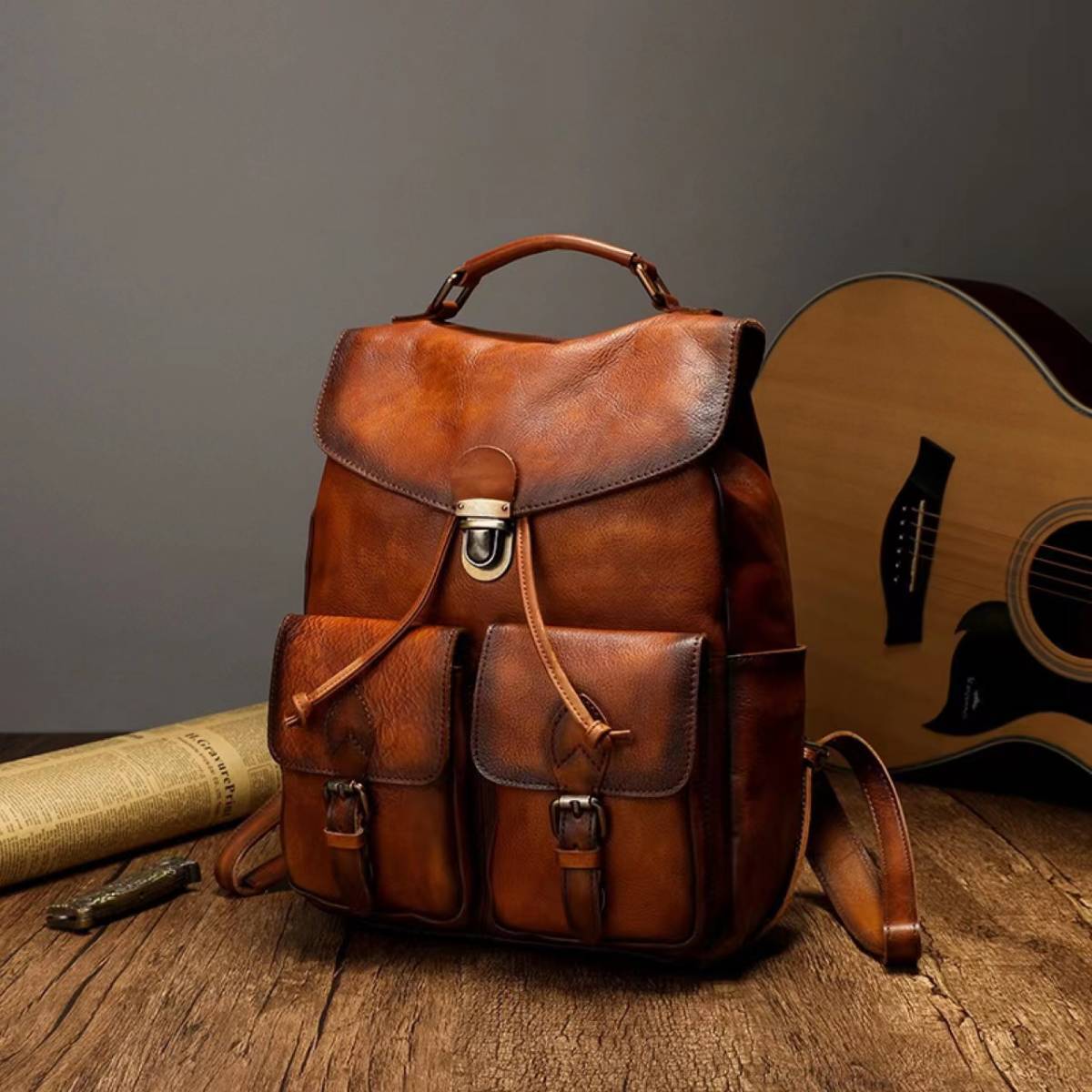  new arrival * handmade hand dyeing original leather men's bag rucksack 2way A4 correspondence 12.5 -inch iPad business rucksack cow leather commuting going to school 