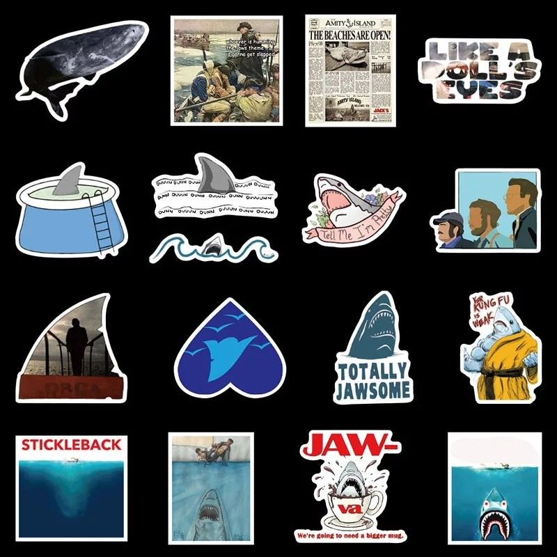 JAWS　サメ　匿名配送　ジョーズ　USJ　ハリウッド映画　プレゼント　インテリア　鮫　シール　ステッカー 　防水加工　送料無料