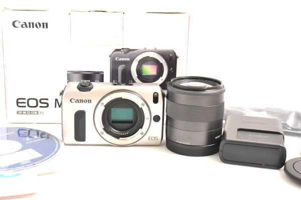 K000V20R//Canon キヤノン EOS M ミラーレス一眼デジタルカメラ シルバー ボディ 元箱付き / EF-M 22 STM Kit_画像1