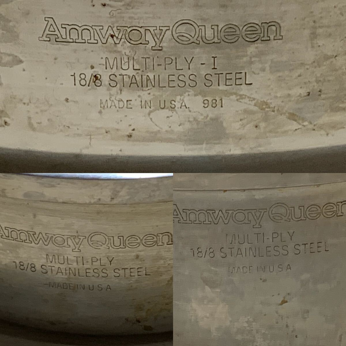 Amway Queen　アムウェイ　クイーン　MULTI-PLY-I　18/8 STAINLESS STEEL　両手鍋　片手鍋　U.S.A.製　3点セット_画像5