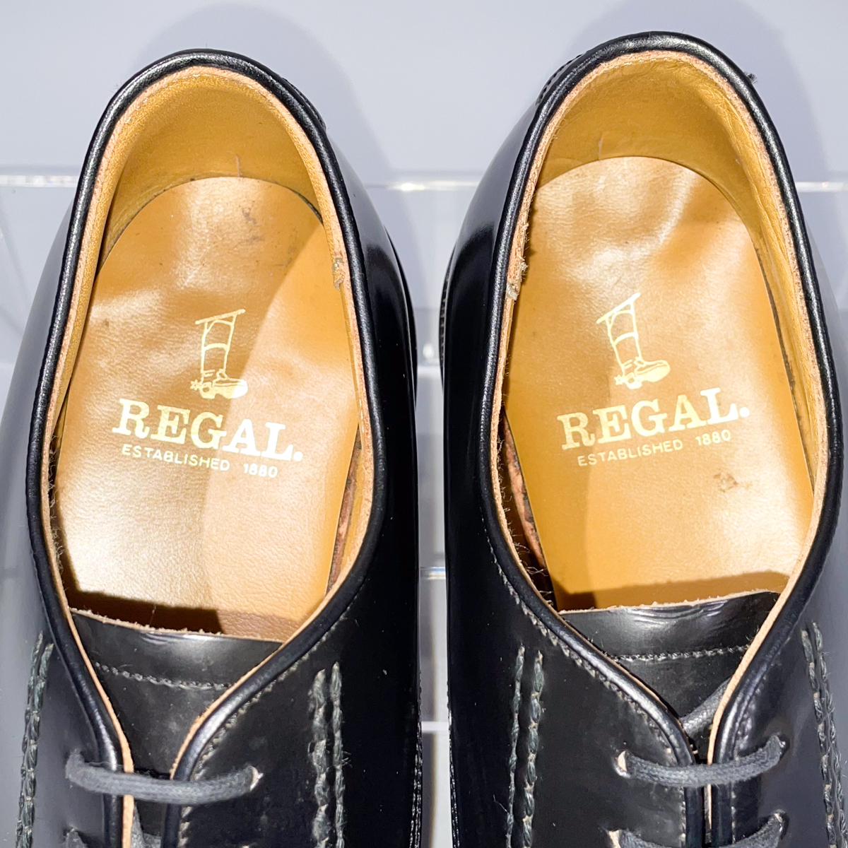 即決 REGAL リーガル プレーントゥ 外羽根式 ブラック 黒 メンズ 本革 レザー 革靴 24.5cm ビジネスシューズ フォーマル 紳士靴 B1922の画像8