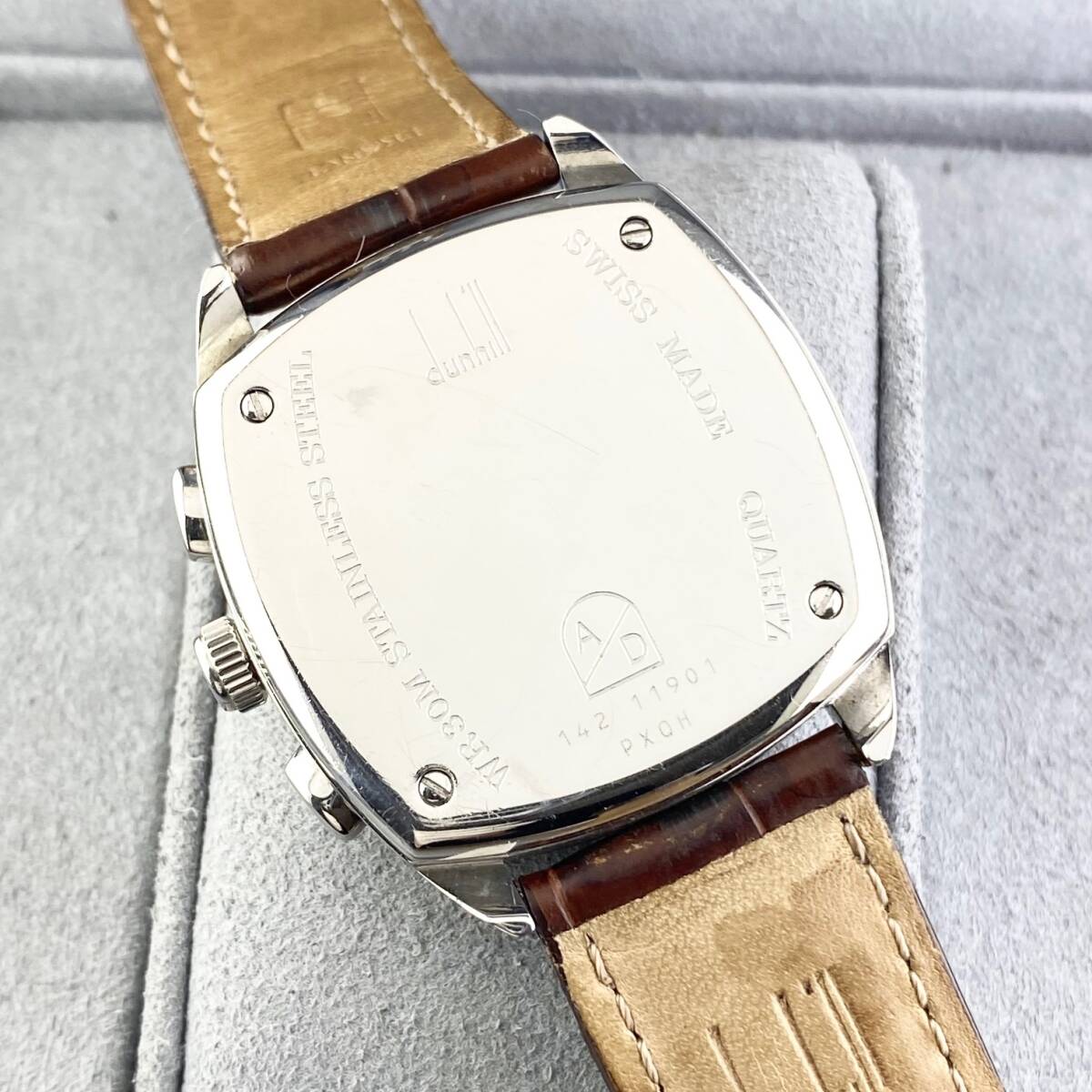【1円〜】Dunhill ダンヒル 腕時計 メンズ シティスケープ クロノグラフ ホワイト文字盤 スクエア PXQH デイト 正規品の画像6