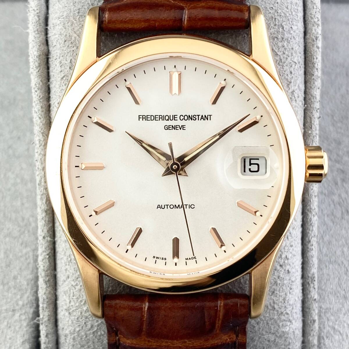 【1円〜】FREDERIQUE CONSTANT フレデリック コンスタント 腕時計 メンズ AT 自動巻 ホワイト文字盤 ピンクゴールド 裏スケ デイト 可動品の画像8