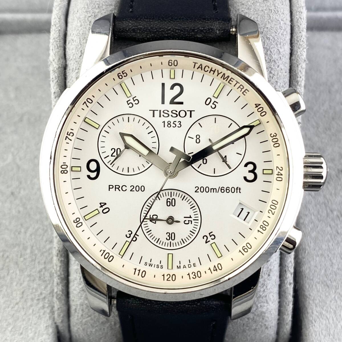【1円〜】TISSOT ティソ 腕時計 メンズ クロノグラフ PRC200 ホワイト文字盤 ラウンドフェイス T461 デイト 可動品の画像8